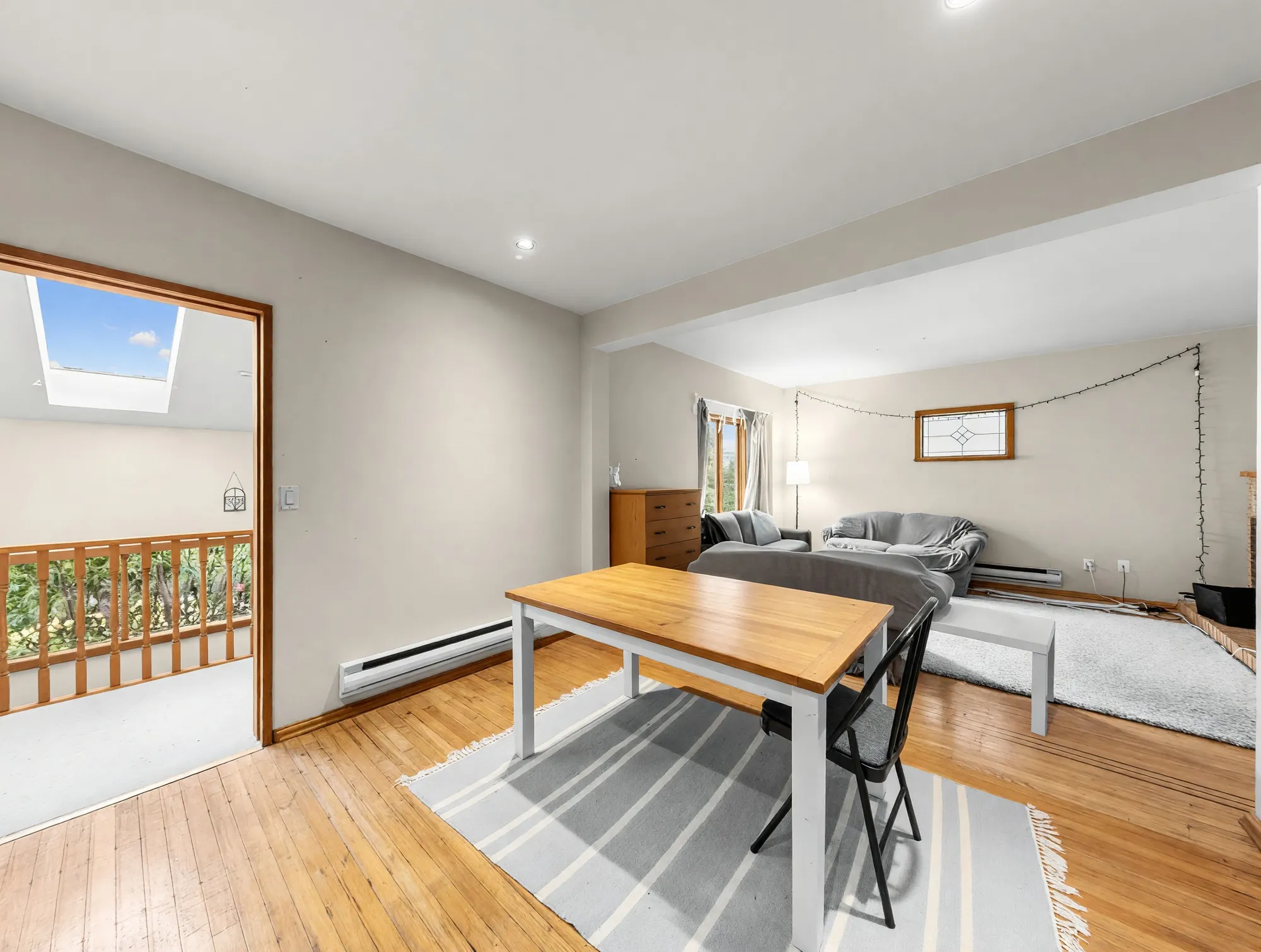 The dining area from the other side, with a skylight over the stairwell
